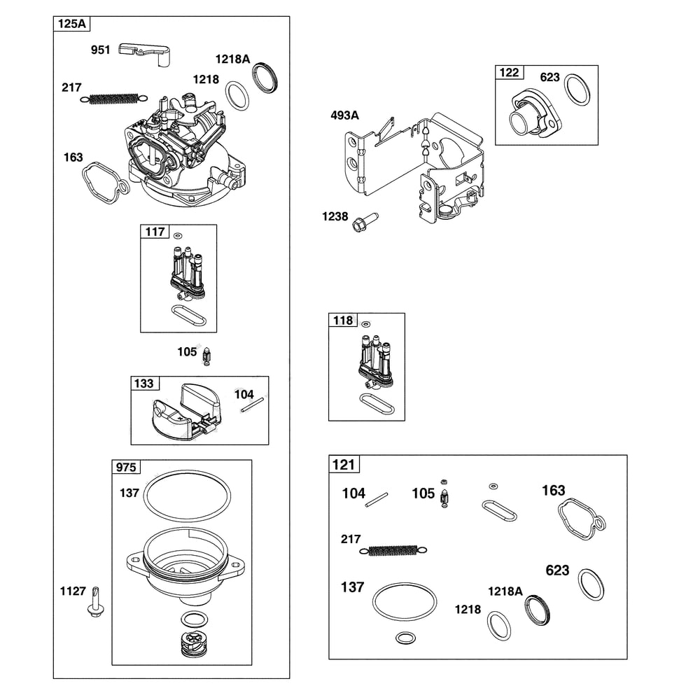 Engine >> Carburetor Diagram and Parts List for 021022-00  Briggs and Stratton Pressure Washer